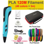 New 3D Pen 3D Printing Pen for Children 1.75mm PLA Filament DIY Drawing Birthday Christmas Gifts for Kids with Travel Case