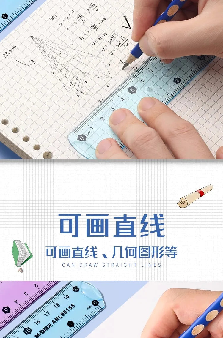 M&G 15/20/30 cm Transparent Soft Ruler for Primary School Students Folding Straight Ruler