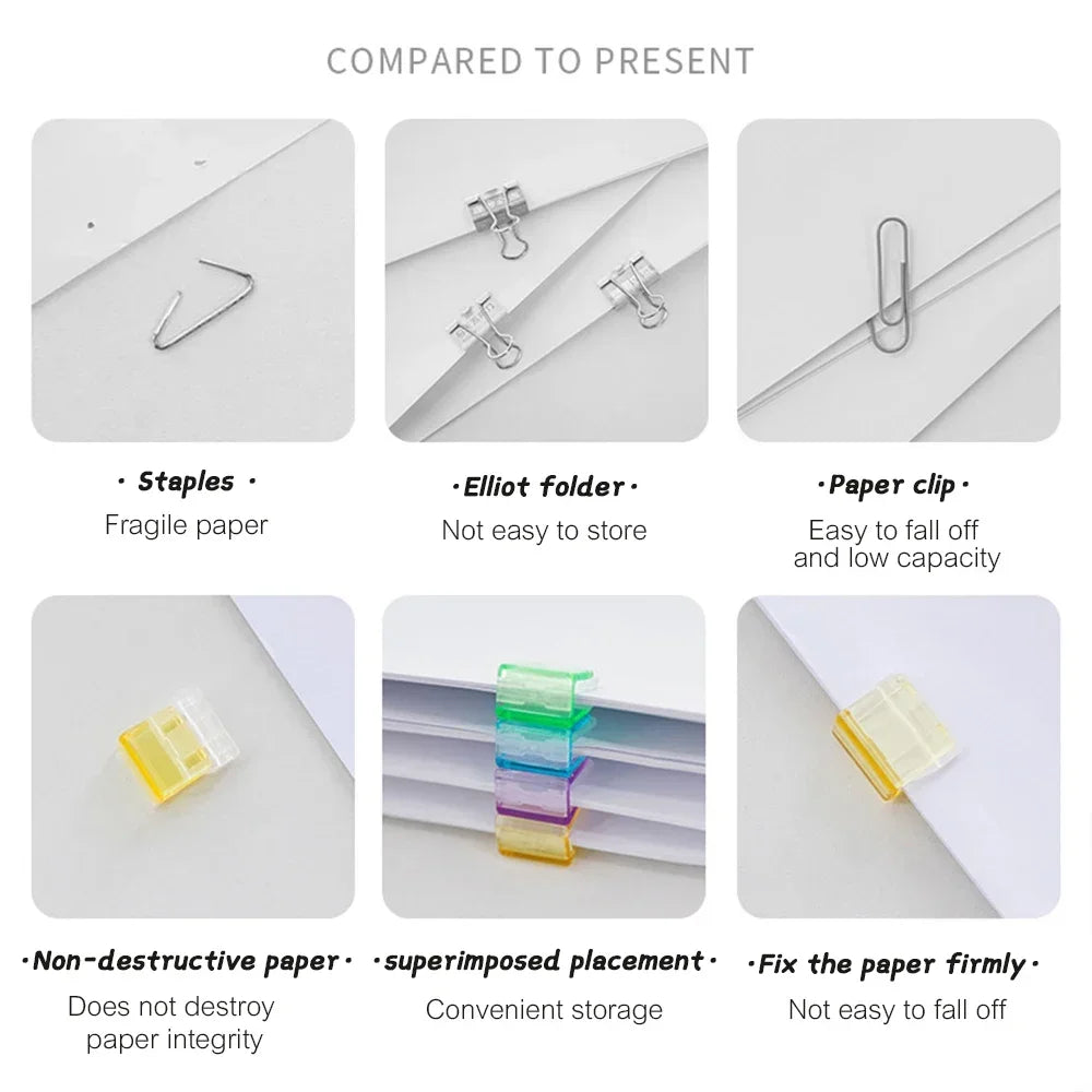 Candy Color Push Paperclip Pusher Transparent Test Paper File Storage Clip Bookmark Student Stationery School Office Supplies
