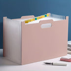 Modern white A4-sized foldable file storage box - with multiple pockets, the ideal desktop folder and desktop storage box