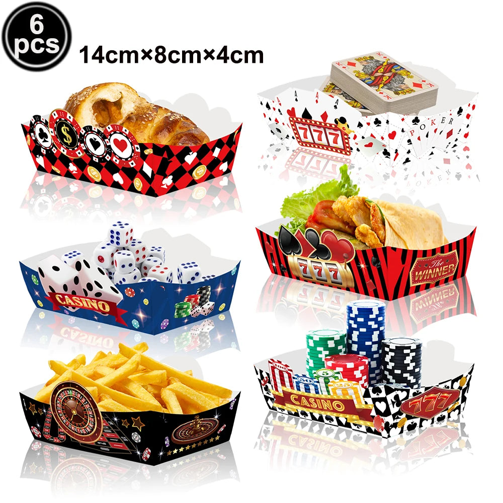 Casino Party Supplies for Men/Adults Poker Paper Plates Cups Napkins Straws for Poker Night Las Vegas Party Decorations