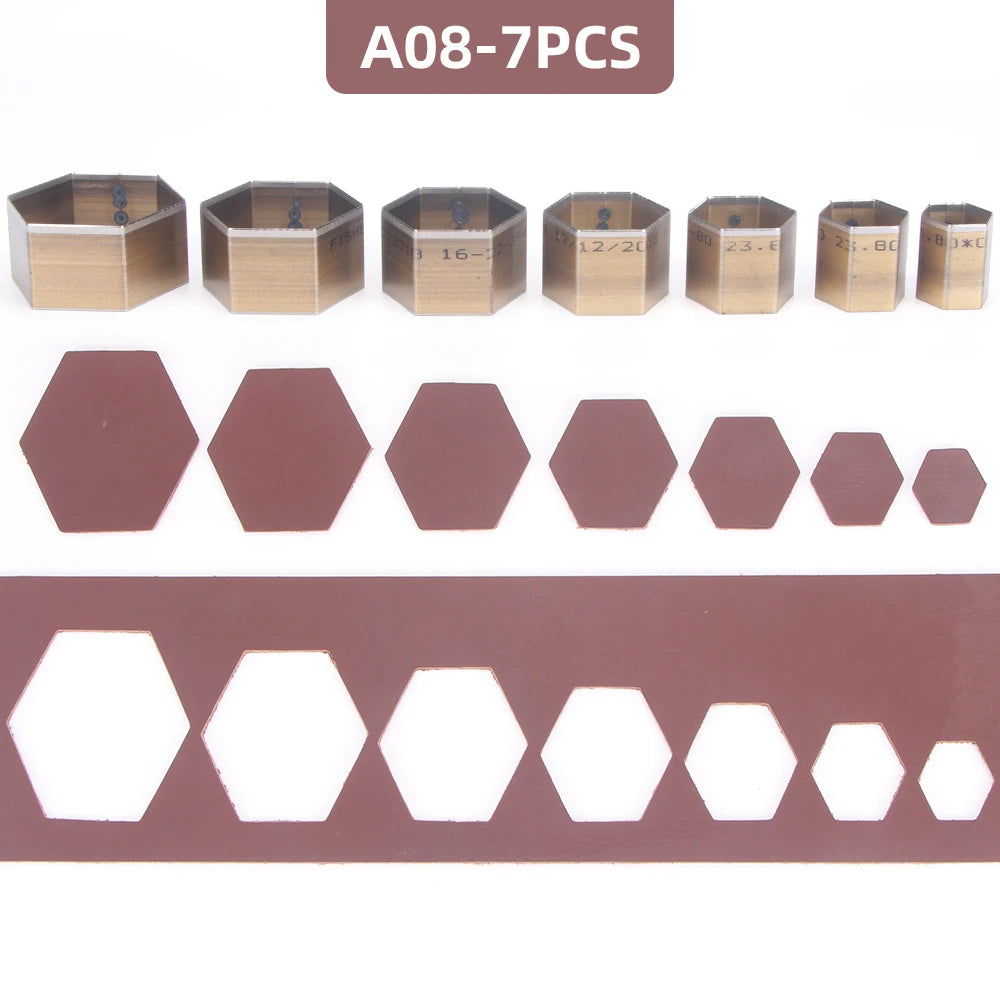 7Pcs Leather Die Cutter Hollow Punching Tool Cutting Mold Punching Die Set for Handmade DIY Leather Craft 20/25/30/35/40/45/50mm