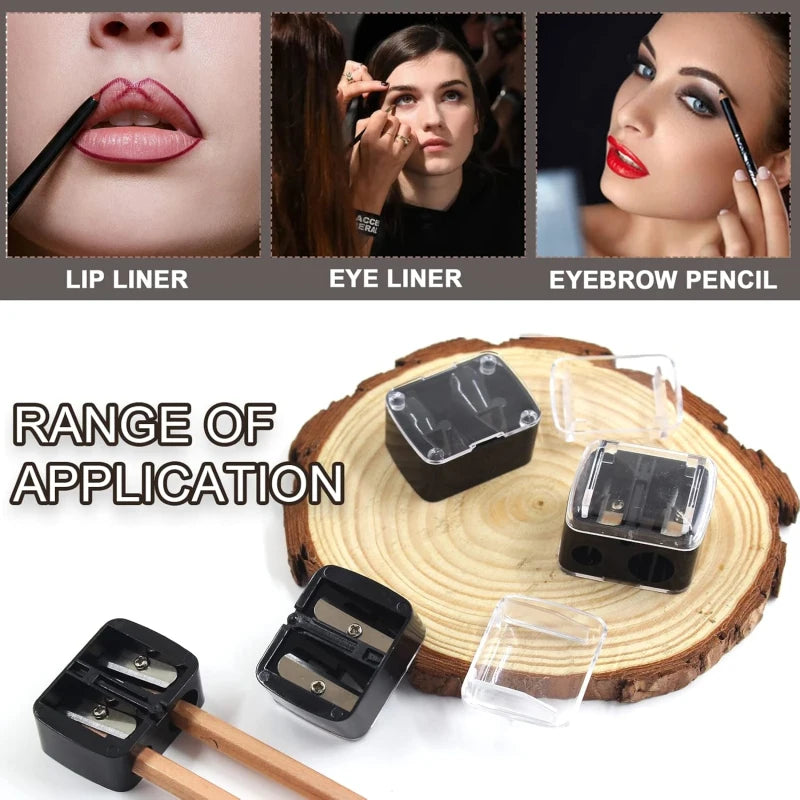 1/4 Pcs Dual Holes Eyeliner Sharpener, Compact Makeup Pencil Sharpeners, Makeup Pencil Sharpener for Eyeliner Lip Liner Pencils