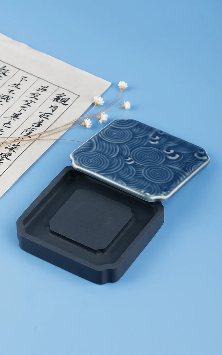Calligraphy Ink Stone Natural Raw Stone Inkstone Brush Writing Painting Inkstone Vintage Students Multifunctional Ink Cartridge