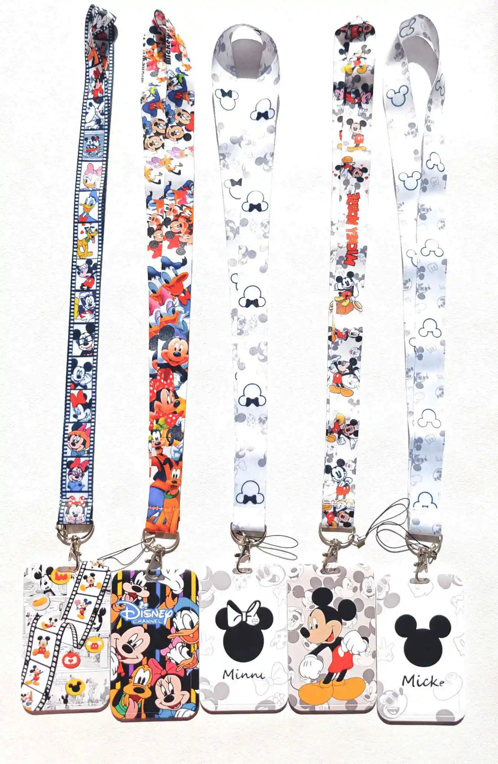 Disney Mickey and Minnie PVC Card Cover Student Campus Hanging Neck Bag Card Holder Lanyard ID Card Holders Key Chain