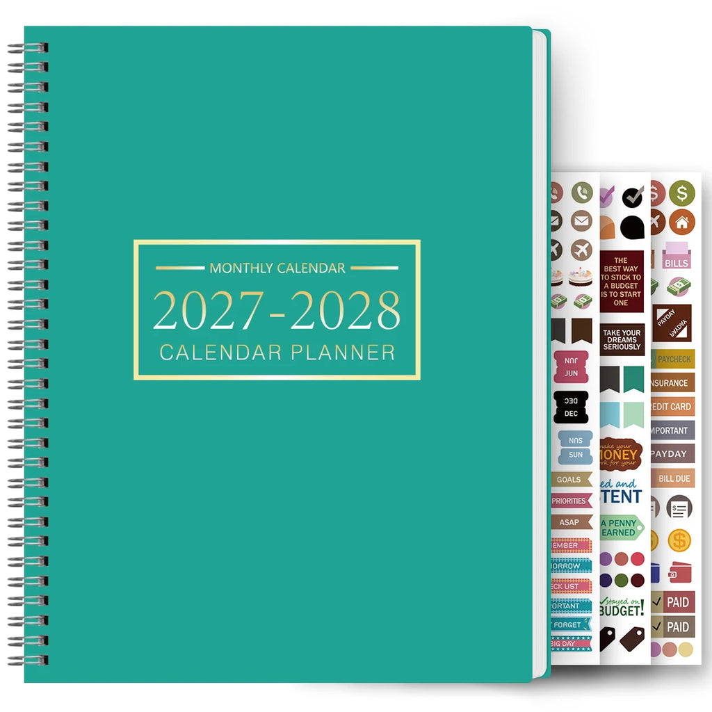 1Pc A4 Monthly Planner and Calendar Book 2 Year Monthly, Large Grid Monthly Organizer with Notes Pages, with 3 Stickers