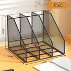 3 or 4 Slot Desktop File Organizer Metal Mesh Magazine Book Document Holder Black White for Office School Home Students Teachers
