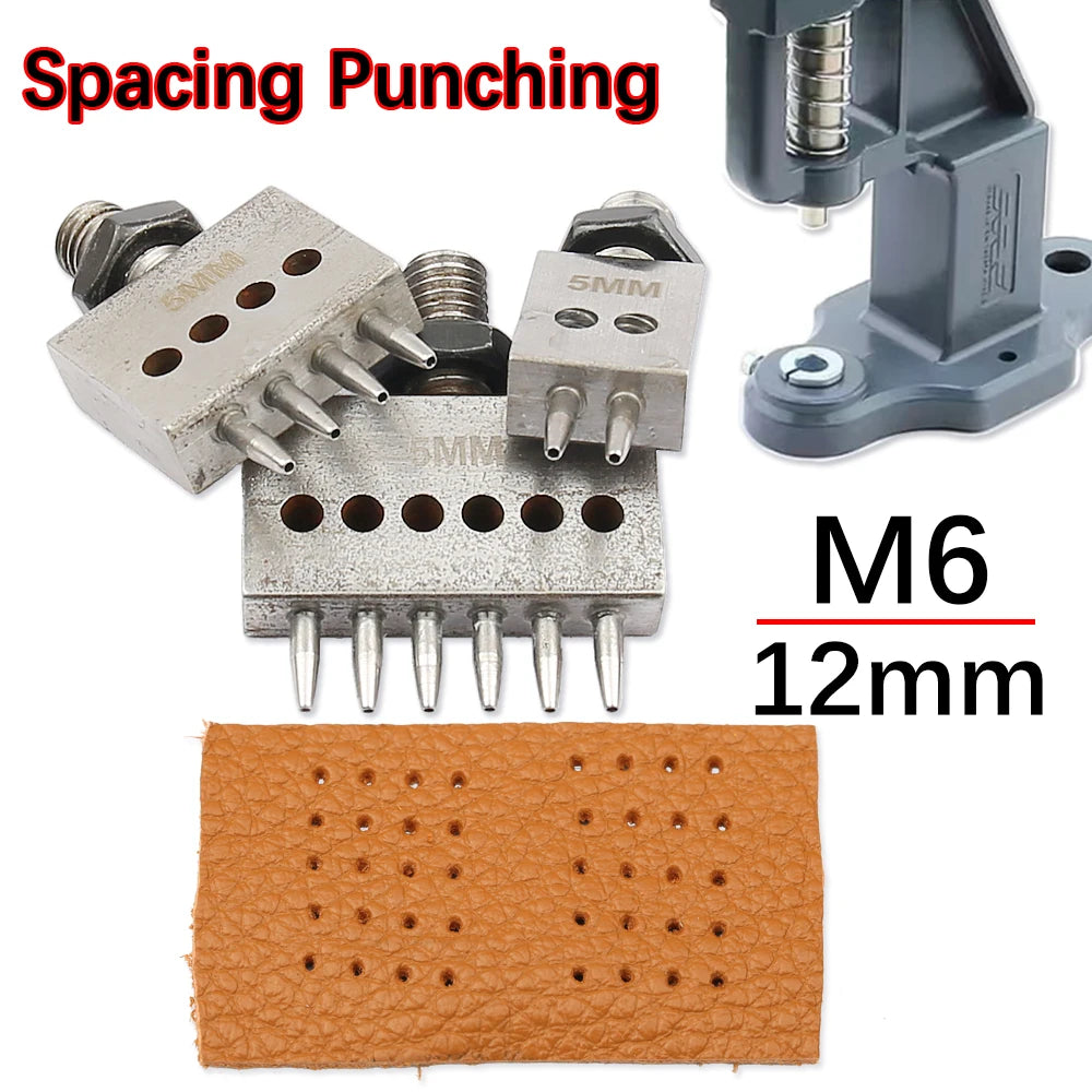 1Pcs M6 Thread Punching Suitable for European Vulcan 3 Round Spacing Cutting Dies LeatherCraft DIY Handmade Stitching Accessory