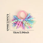 2Pcs Trendy Firework Hair Ties Rainbow Curly Ribbon Elastic Rubber Bands For Girls Kids Cute Hair Ropes Daily Hair Accessories
