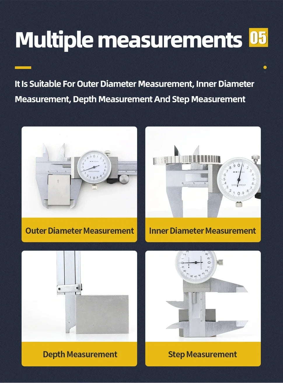 Vernier Caliper Professional Pachymeter Carpentry Tools Measuring Tool Micrometer Ruler Stainless Steel Pachometer Dial Calipers