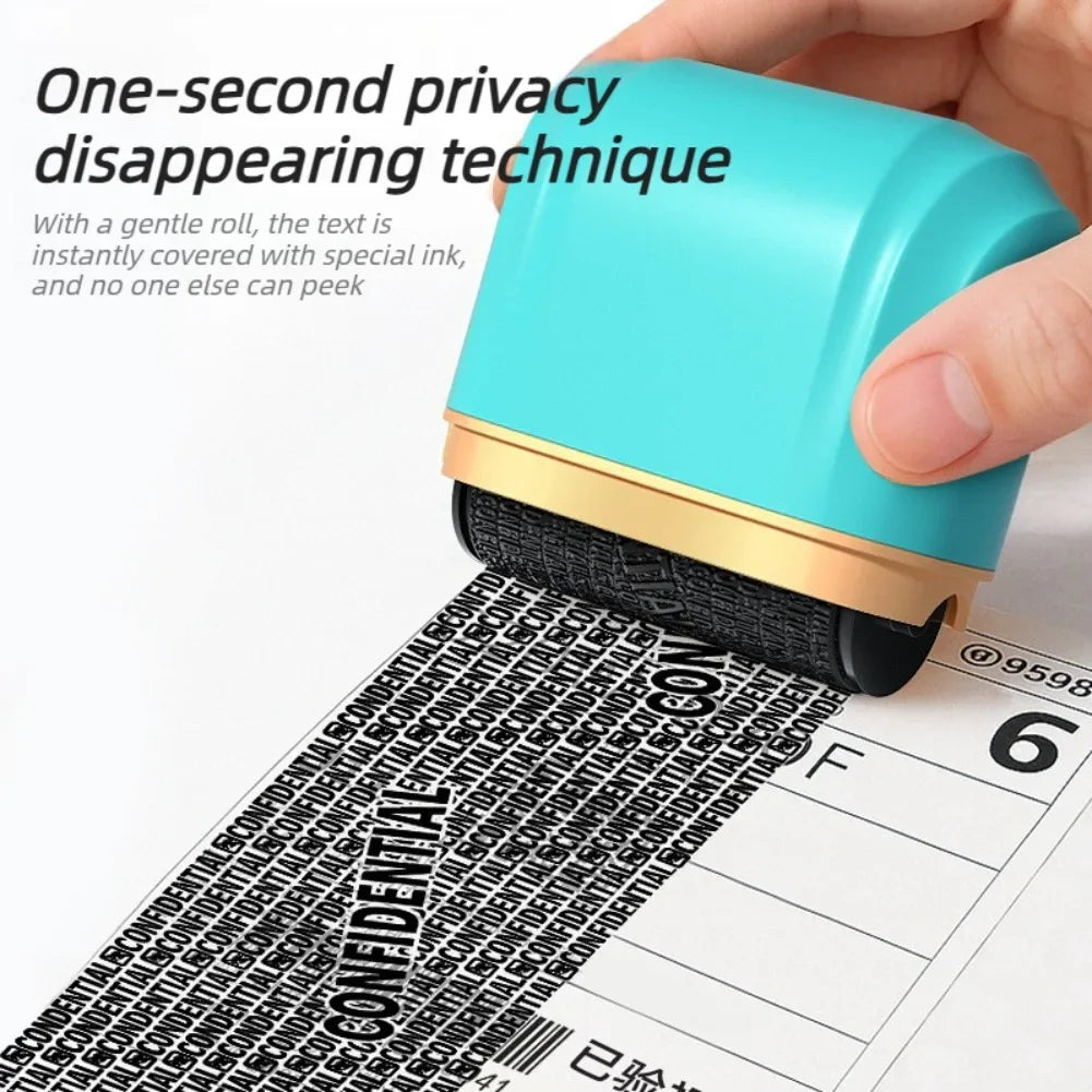 Roller Privacy Stamp Confidential Seal Garbled Ink Smear Pen for Information Concealment Express Package Document Security Tool