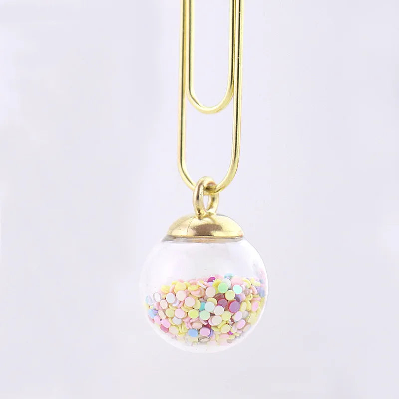 5 Pcs/Set Quicksand Crystal Ball Paper Clip DIY Metal Notes Letter File Binder Clips Bookmarks Office Desktop Storage Stationery