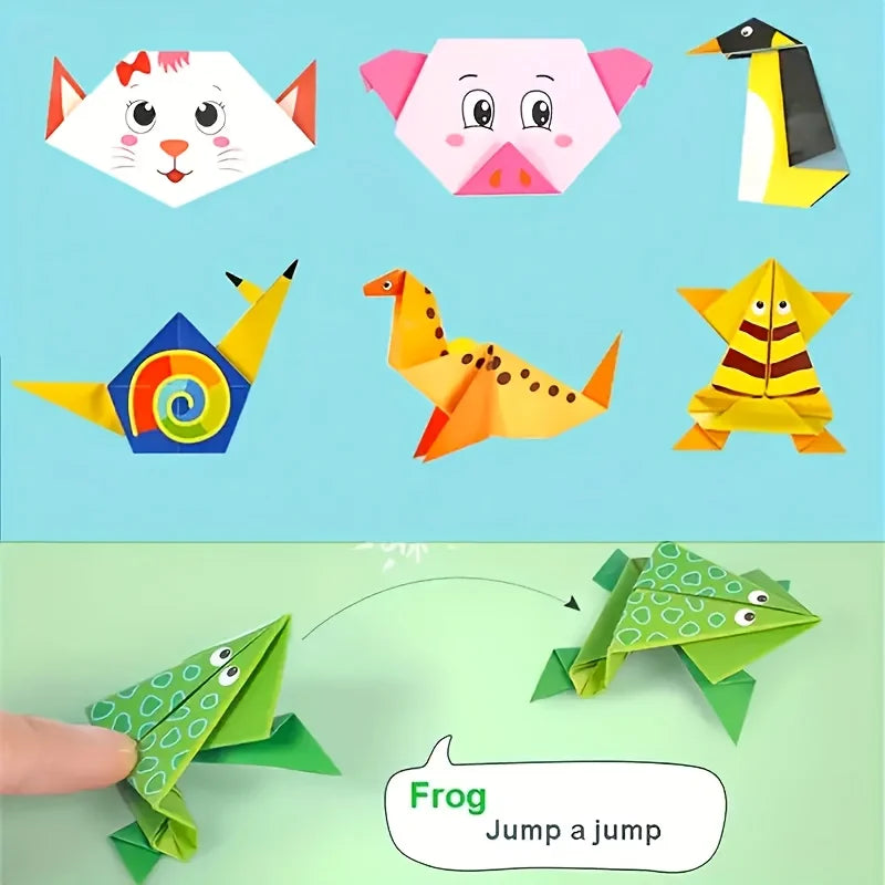 Children's colorful origami set, double-sided origami paper and instruction manual, suitable for DIY art and handmade projects