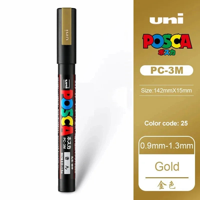 1pcs Japan UNI POSCA Markers PC-1M/3M/5M Acrylic Graffiti Pen Waterproof DIY Stackable Color Art Painting School Supplies