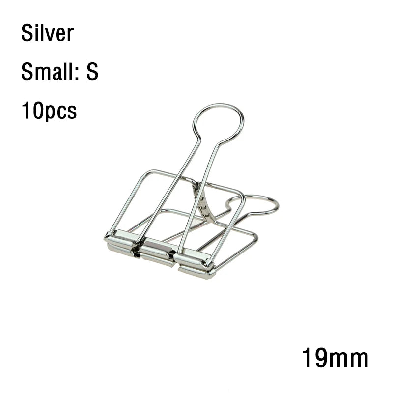 10Pcs Mini Paper Clip Black Sliver Binder Clips Page Holder Office Study Binder Clips Photo Clamp Office School Desk Organizer