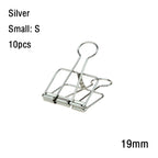 10Pcs Mini Paper Clip Black Sliver Binder Clips Page Holder Office Study Binder Clips Photo Clamp Office School Desk Organizer