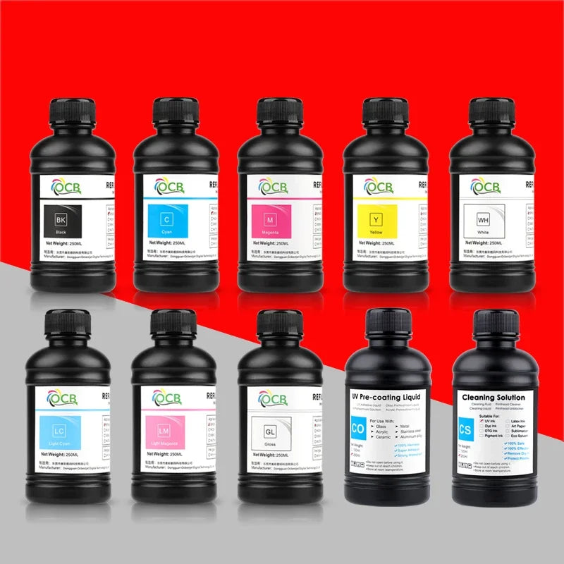 250ML Bottle LED UV Ink For Epson L800 L805 L1800 R290 R330 1390 1400 1410 UV Printer Ink UV Varnish Gloss Ink Hard INK Soft