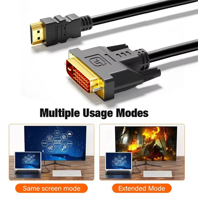 1080P HDMI-compatible to DVI Converter Cable Bi-directional DVI to HDMI-compatible Adapter Cables for PC TV Box PS4 DVD Projetor