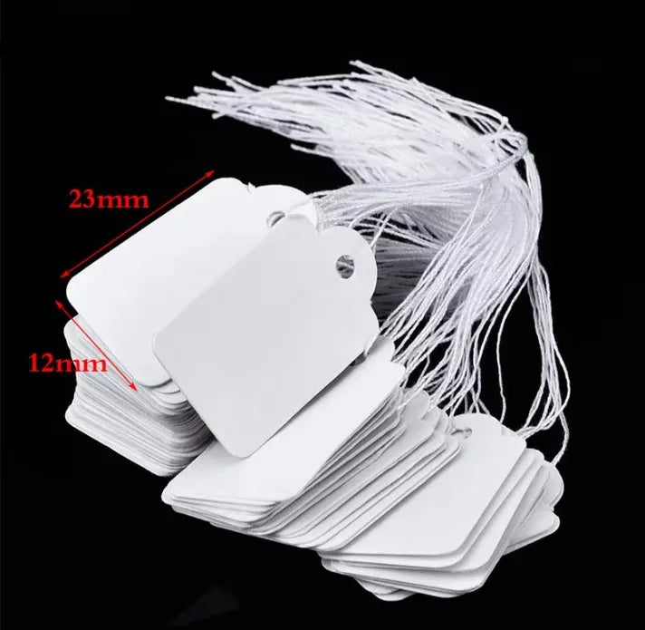 100Pcs White Blank Small Labels Jewelry String Cord Price Tags for Jewelry Display Card Promotion Label Hang Paper Tag
