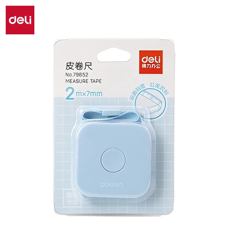 Deli 2-Meter Soft Tape Measure Flexible Telescopic Self-Locking Ruler Customized Centimeter Inch Portable for Human Sewing