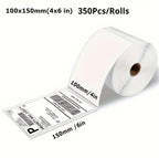 Commercial Grade 4x6 Inch Direct Thermal Shipping Label Roll 350 Labels, 100x150mm Self-Adhesive Address Stickers for E-commerce
