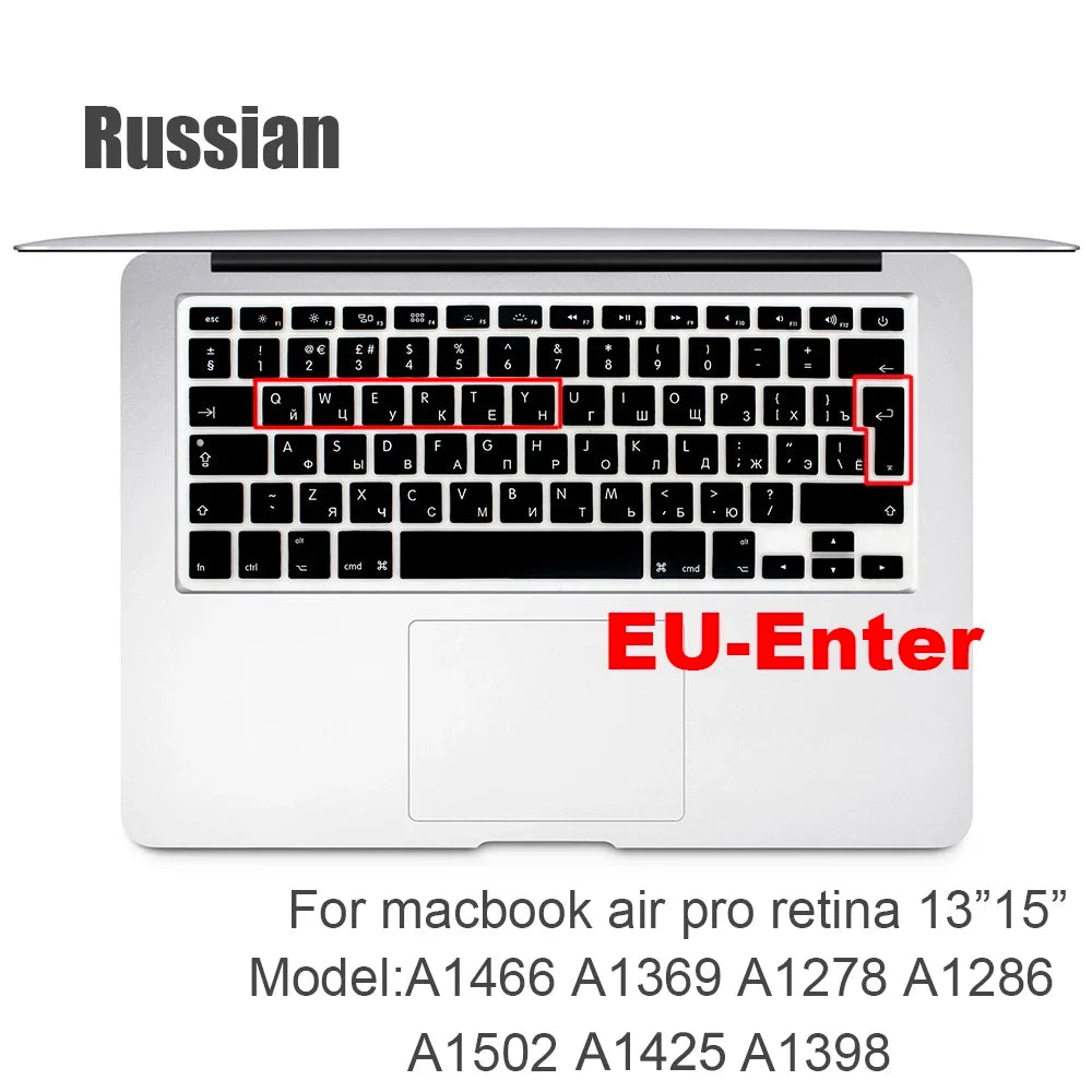 Russian Silicone Keyboard Cover Protector for Macbook Air13/12/15/16Pro Touchbar A2992/A3113/A2941/A1990/A3114/A2289A2337/A2141