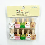 10 Pcs/Lot Creative Cartoon Animal Wooden Clip With Hemp Rope Photo Paper Clothespin Craft Clips Party Decoration Clip
