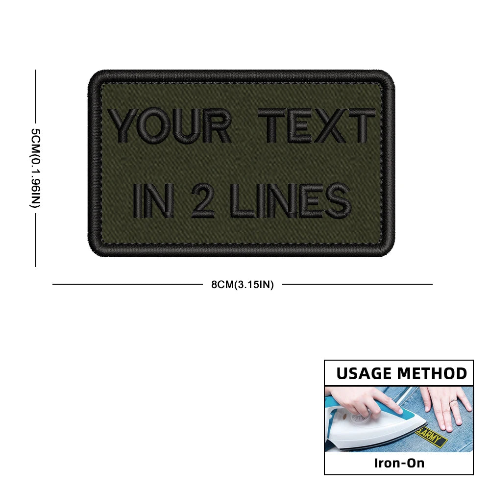 Custom Personalized Name Number Patch Stripes Badge Tags Different Sizes Iron On Or Hook Loop Embroidered Military Green Patches