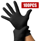 100/50/20PCS Black Nitrile Gloves Latex & Powder Free for Tattooing Manicures Salon Cleaning Disposable Food Working Latex Glove