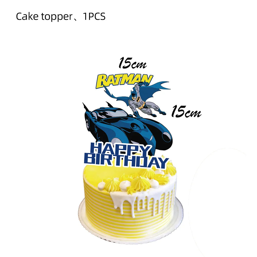 Batman Block Birthday Party Supplies Decoration Tableware Tablecloth Paper Cup Plate Napkin Cake Topper Kids Favors Gifts