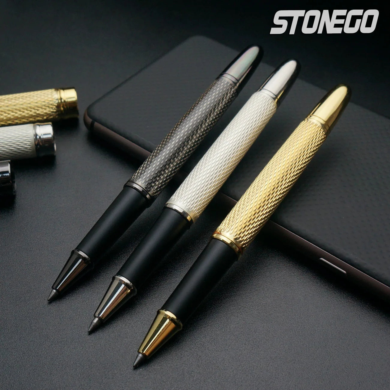 STONEGO Classic Luxury Rollerball Pens, Stainless Steel Roller Ball Pen for Men Women, School, Office, Executive, Business
