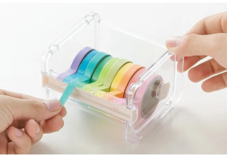 Stackable Tape Dispenser Transparent Design Tape Holder Creative Washi Tape Cutter Stationery School Supplies Office Supplies