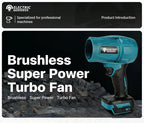 Electric Goddess Brushless Cordless Electric Air Blower Turbo Jet Fan Handheld Dust Blowing Tool For Makita 18V Battery Pin