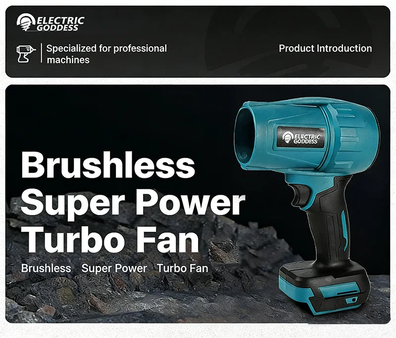 Electric Goddess Brushless Cordless Electric Air Blower Turbo Jet Fan Handheld Dust Blowing Tool For Makita 18V Battery Pin