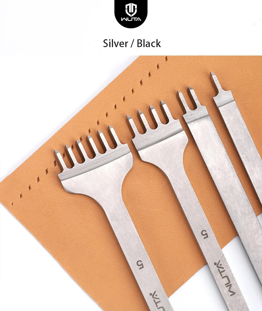 WUTA 1Set 4pcs Basic Leather Chisel Tool Diamond Pricking Iron Hole Punch Stitching Leather Craft tools 3/4/5/6mm 1-2-4-6 teeth