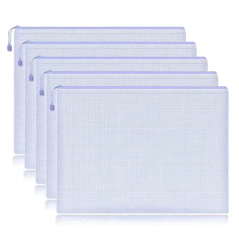 5 PCS A4 A5 A6 Mesh Zipper Pouch Document Bag Waterproof Zip File Folder Storage Bags A4 A5 A6 Office School Supplies Stationery