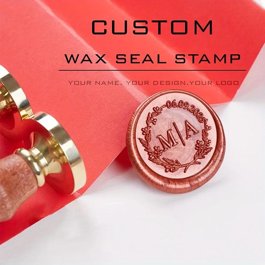 Custom Wax Seal Stamp and Wooden Handle set, For Wedding Invitation, Multiple Designs, Personalized Logo Wax Stamp, Initial Wax