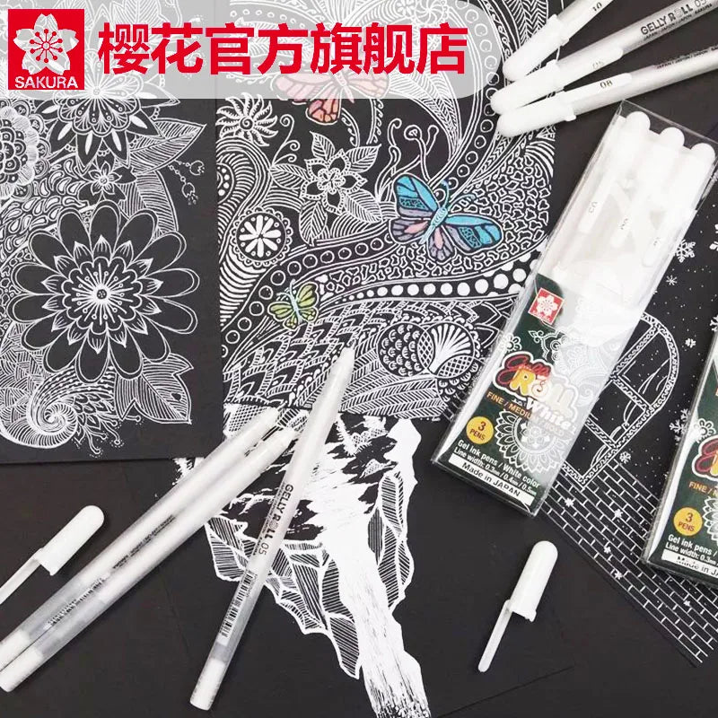 Sakura Gelly Roll Gel Pens 3/5PCS Classic Highlight Pen Gel Ink Pens Bright White Highlight Sketch Markers Color Highlighting