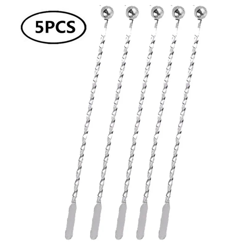 Stainless Steel Cocktail Drink Mixer Bar Stirring Mixing Sticks Muddler Ladle Stirrer Swizzle Sticks Coffee Stirring Sticks