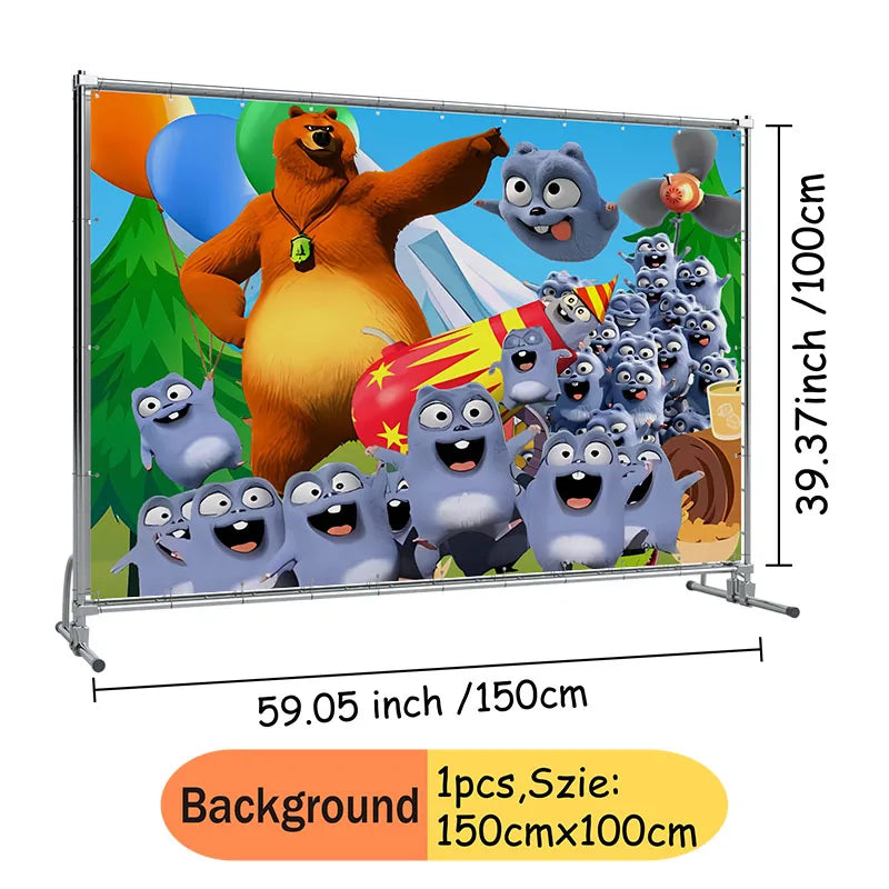 Grizzly and The Lemmings Cartoon Party Supplies Disposable Tableware Paper Plates for Birthday Shower Party Decoration Gifts