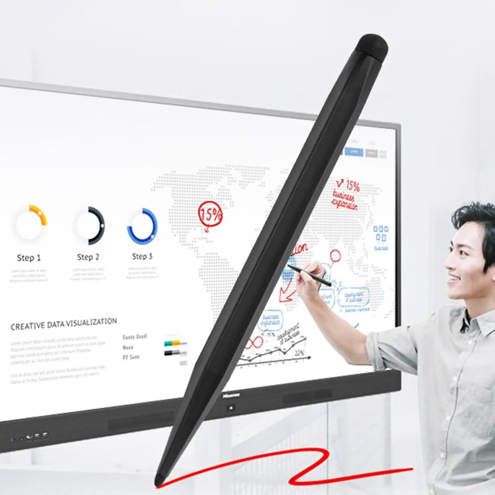 Teaching Screen Pen Electronic Whiteboard Pen Double Tips Capacitive Touch Screens S tylus Abs Convenient Precision Touch Pen