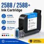 2588 2588+ 2588M 42ML Quick Dry Ink Cartridge 12.7mm Print Height for Handheld Inkjet Printer Compatible Replacement