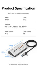 Blueendless Aluminium 10Gbps USB3.2 Gen2 4/10port HUB Docking Station USB-C USB-A Type C Splitter Adapter for PC Laptop macbook