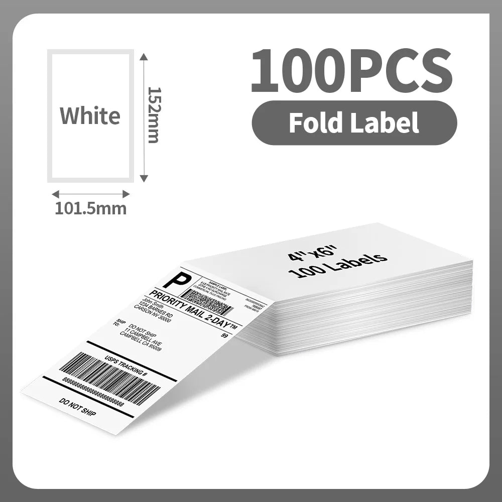 100 Sheet Phomemo A6 Size Shipping Labels 100x150mm Thermal Label Stickers Roll for PM-241BT/D520/246S Waybill Printer Labeler