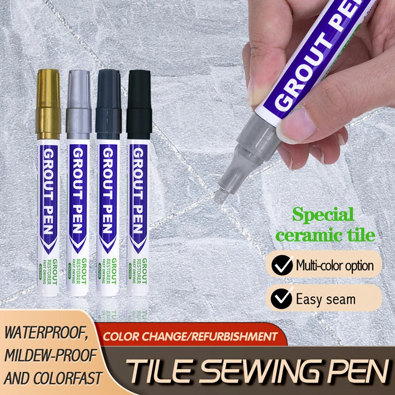 White Grout Tile Pen 8 Colors Waterproof Wall Grout Restorer Marker Pen for Bathroom Wall Floor Decontamination Seam Repair Pens