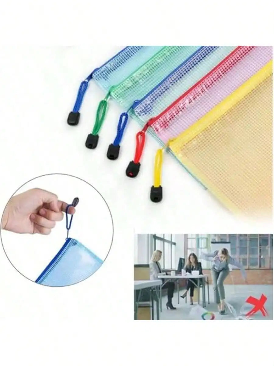 10pcs A4 zipper bag Multi-color waterproof plastic file bag Multi-purpose travel storage office supplies home organizing bag