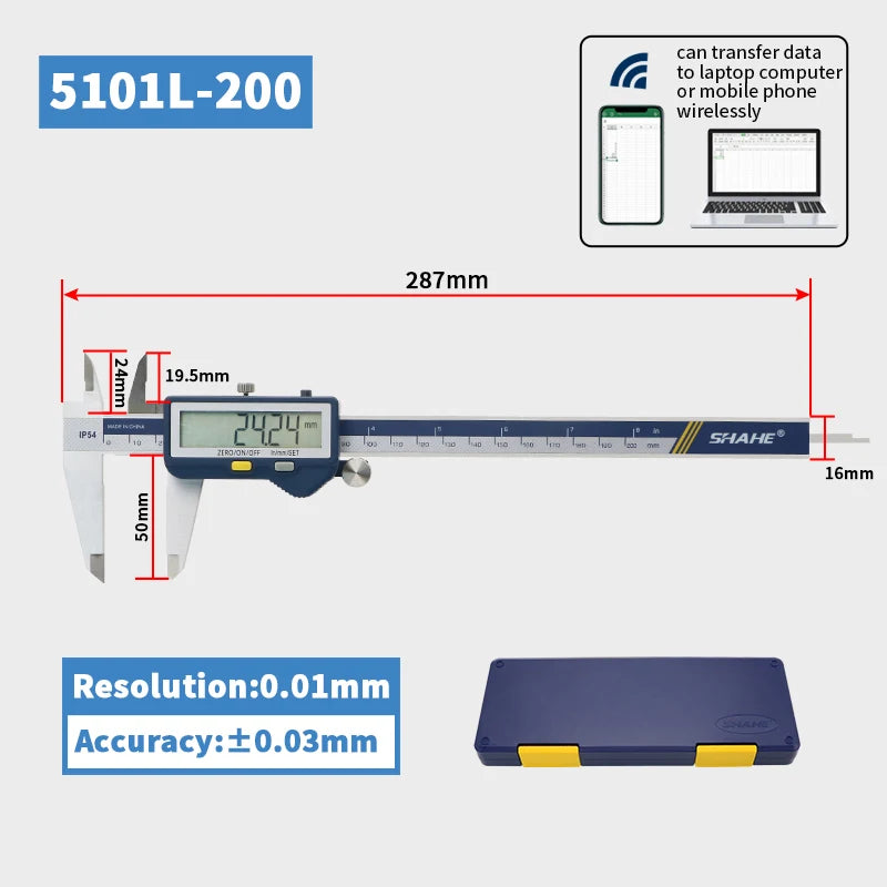 SHAHE Large Screen Digital Caliper 150/200/300mm Stainless Steel Calipers Measuring Tool Electronic Micrometer Caliper