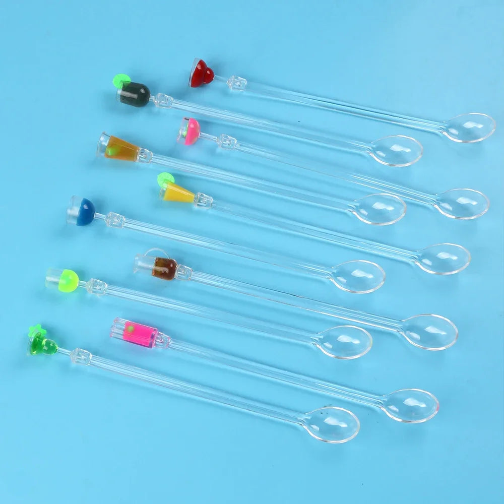 Clear Acrylic Cocktail Stirrers, Drink Mixing Spoon Sticks, Bar Coffee Stirring Rods for Home, Cafe, Restaurant & Party Use