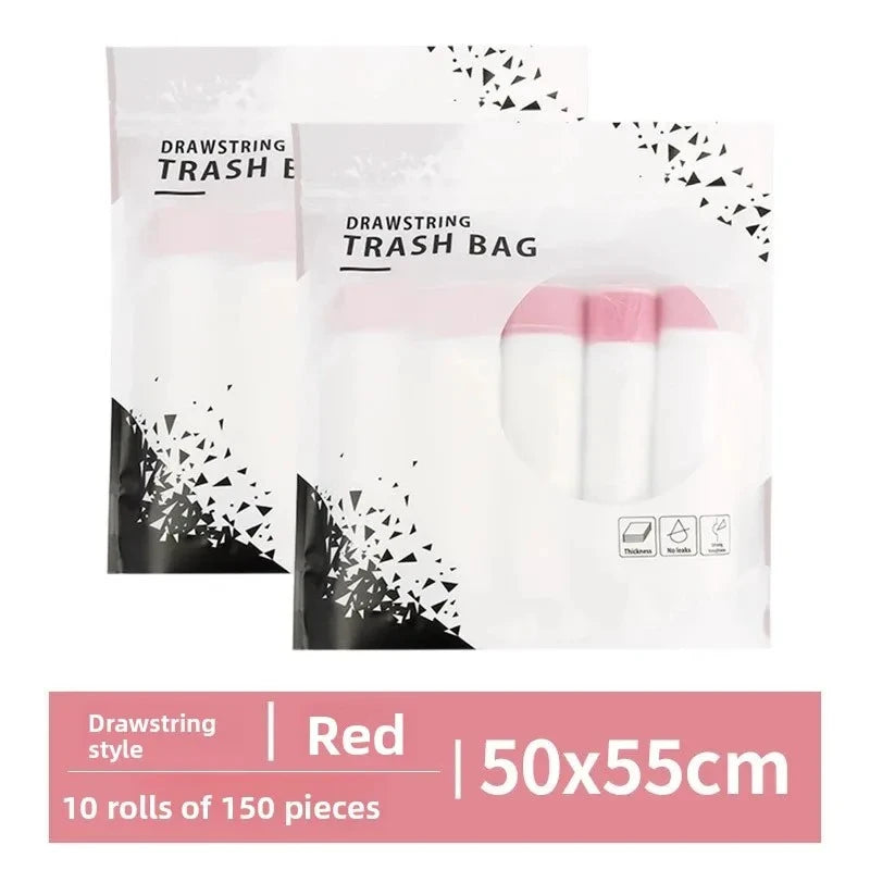 Drawstring Trash Bags Thickened Disposable Kitchen Garbage Can Liners with Handle for Home Office