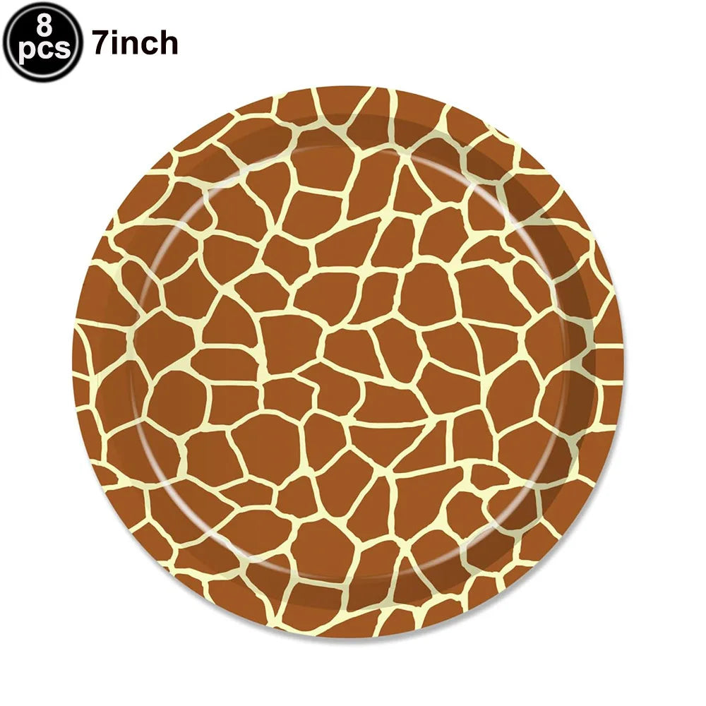 Jungle Safari Wild Animal Party Supplies Disposable Jungle Zoo Animal Print Paper Plates Napkins for Birthday Party Baby Shower